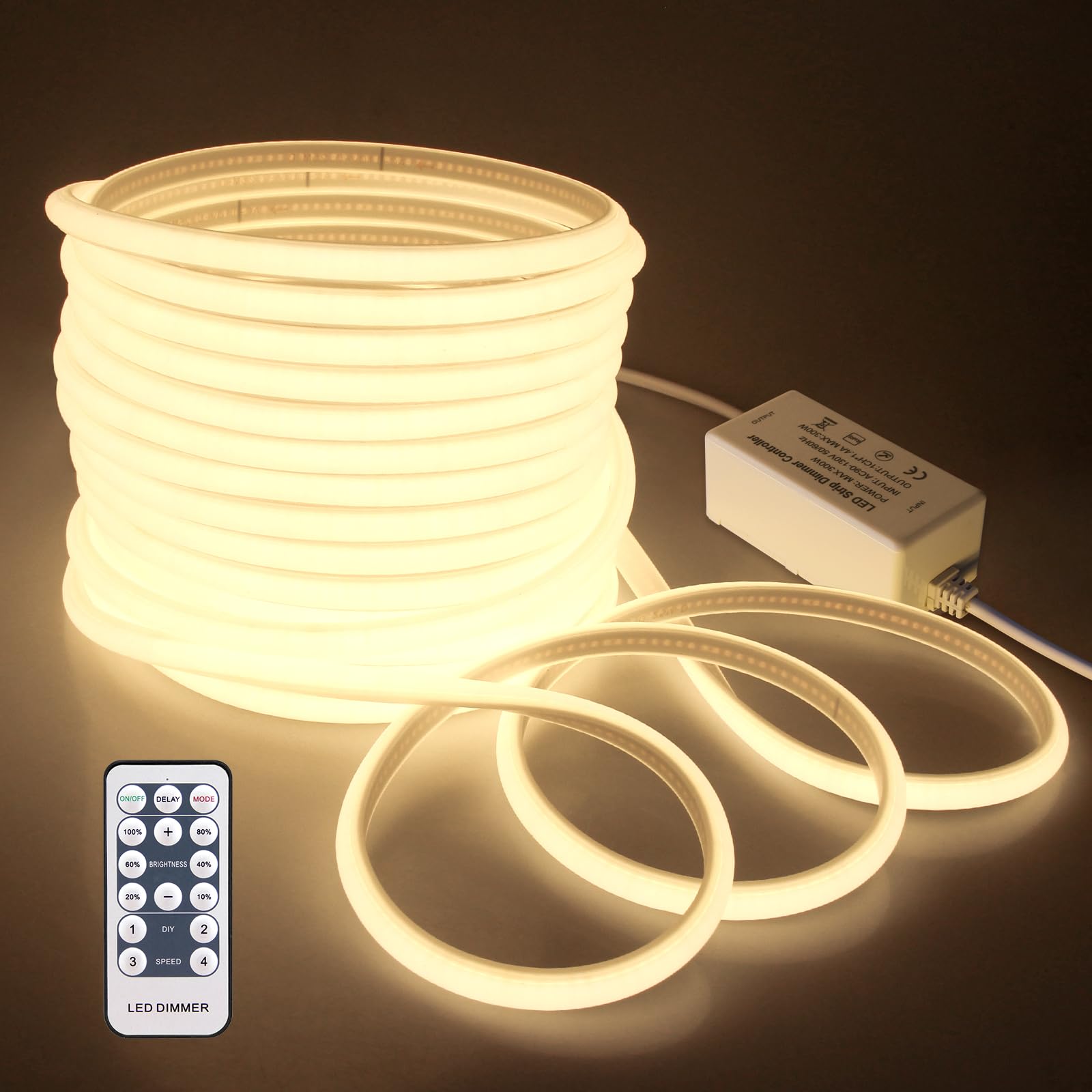 Samsion 65.6FT COB Led Strip Lights Outdoor Waterproof 20M